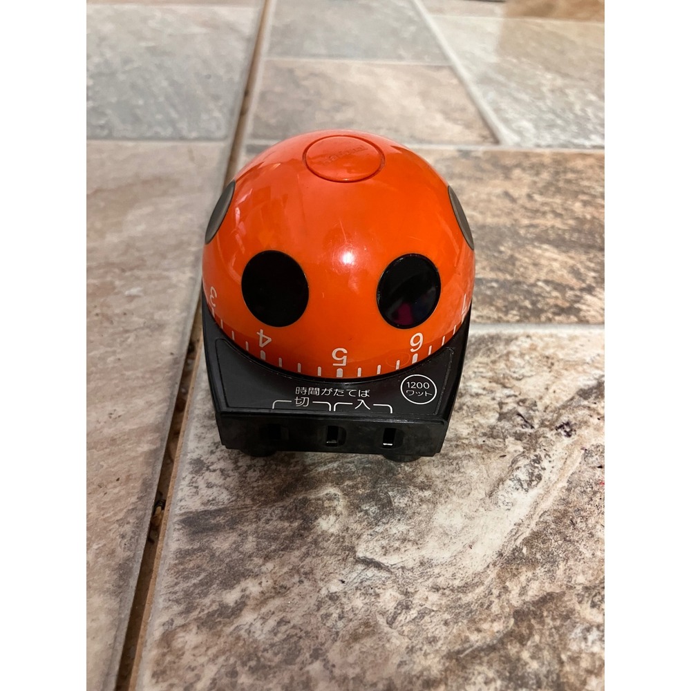 Vintage National TE03 Ladybug Outlet Timer Orange Black Japan Retro Space Age
